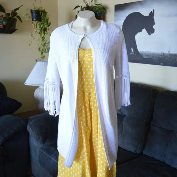 Chico's Travelers Cardigan Ribbed Fringe Cover up Jacket Quick Dry Wrinkle Free - Picture 1 of 10